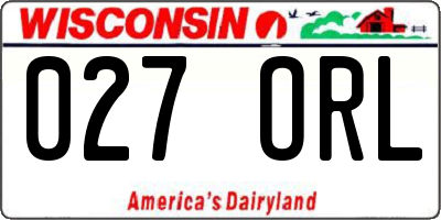 WI license plate 027ORL