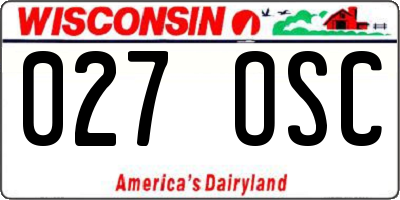 WI license plate 027OSC