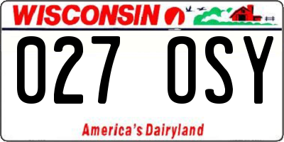 WI license plate 027OSY
