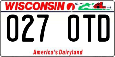 WI license plate 027OTD