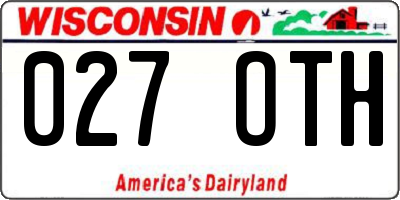 WI license plate 027OTH