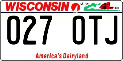 WI license plate 027OTJ