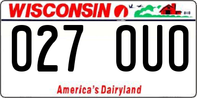 WI license plate 027OUO
