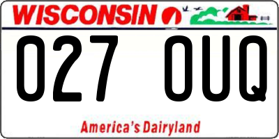 WI license plate 027OUQ