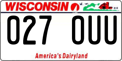WI license plate 027OUU