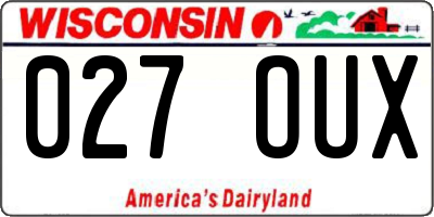 WI license plate 027OUX