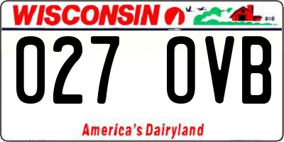 WI license plate 027OVB