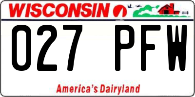 WI license plate 027PFW