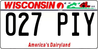 WI license plate 027PIY