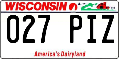 WI license plate 027PIZ