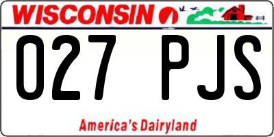 WI license plate 027PJS