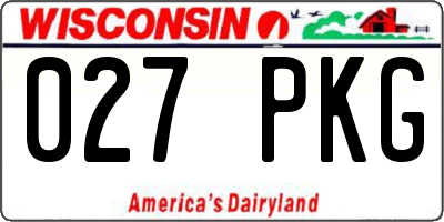 WI license plate 027PKG