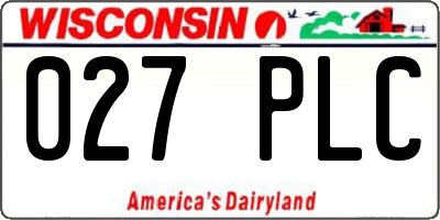 WI license plate 027PLC