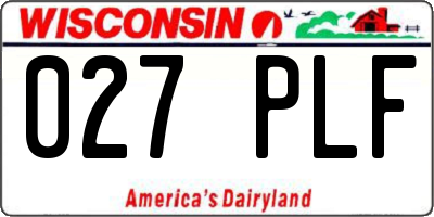WI license plate 027PLF