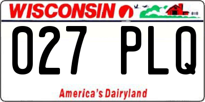 WI license plate 027PLQ