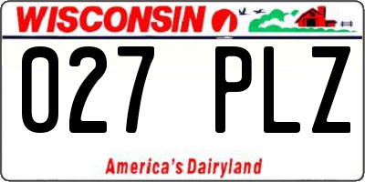 WI license plate 027PLZ