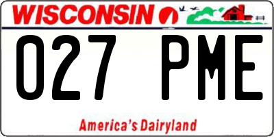 WI license plate 027PME