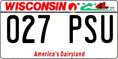WI license plate 027PSU