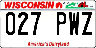 WI license plate 027PWZ