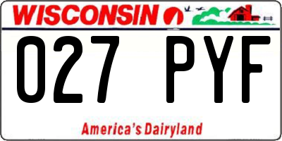 WI license plate 027PYF