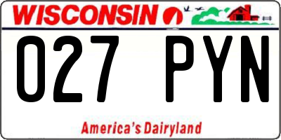 WI license plate 027PYN