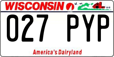 WI license plate 027PYP