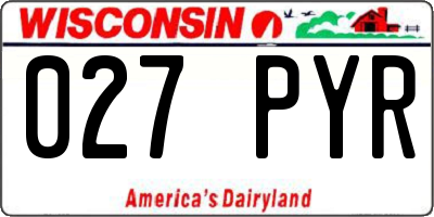 WI license plate 027PYR