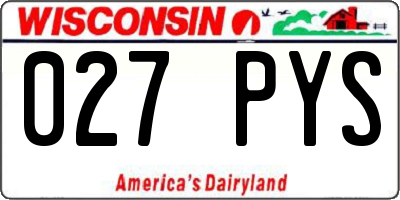 WI license plate 027PYS