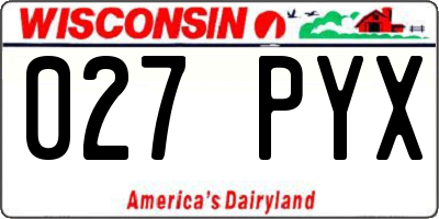 WI license plate 027PYX