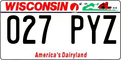 WI license plate 027PYZ