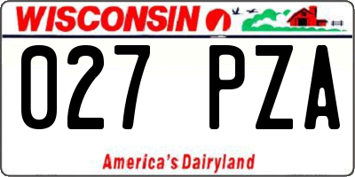 WI license plate 027PZA