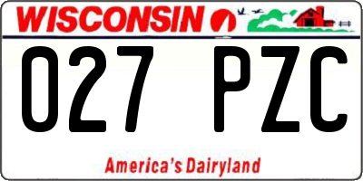 WI license plate 027PZC