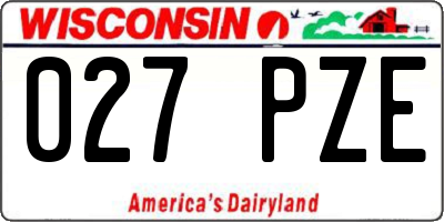 WI license plate 027PZE