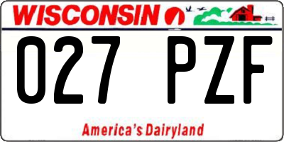 WI license plate 027PZF