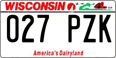 WI license plate 027PZK