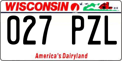 WI license plate 027PZL