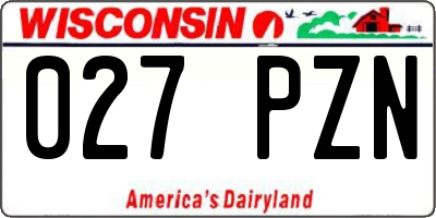 WI license plate 027PZN