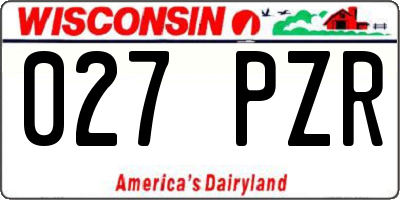 WI license plate 027PZR