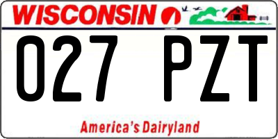 WI license plate 027PZT