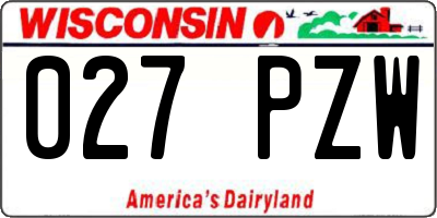 WI license plate 027PZW
