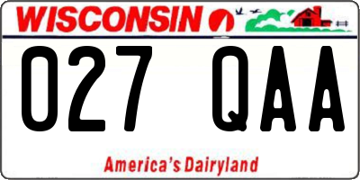 WI license plate 027QAA