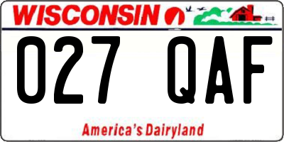 WI license plate 027QAF