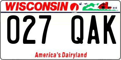 WI license plate 027QAK