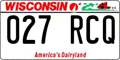 WI license plate 027RCQ