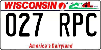 WI license plate 027RPC