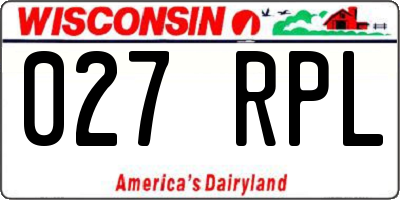 WI license plate 027RPL