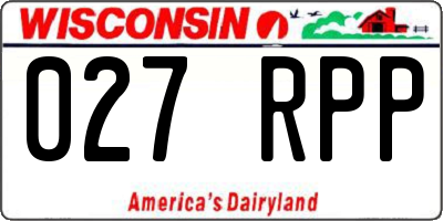 WI license plate 027RPP
