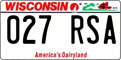 WI license plate 027RSA
