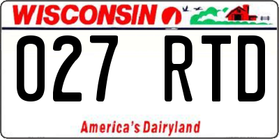 WI license plate 027RTD
