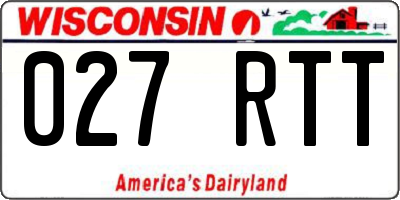 WI license plate 027RTT